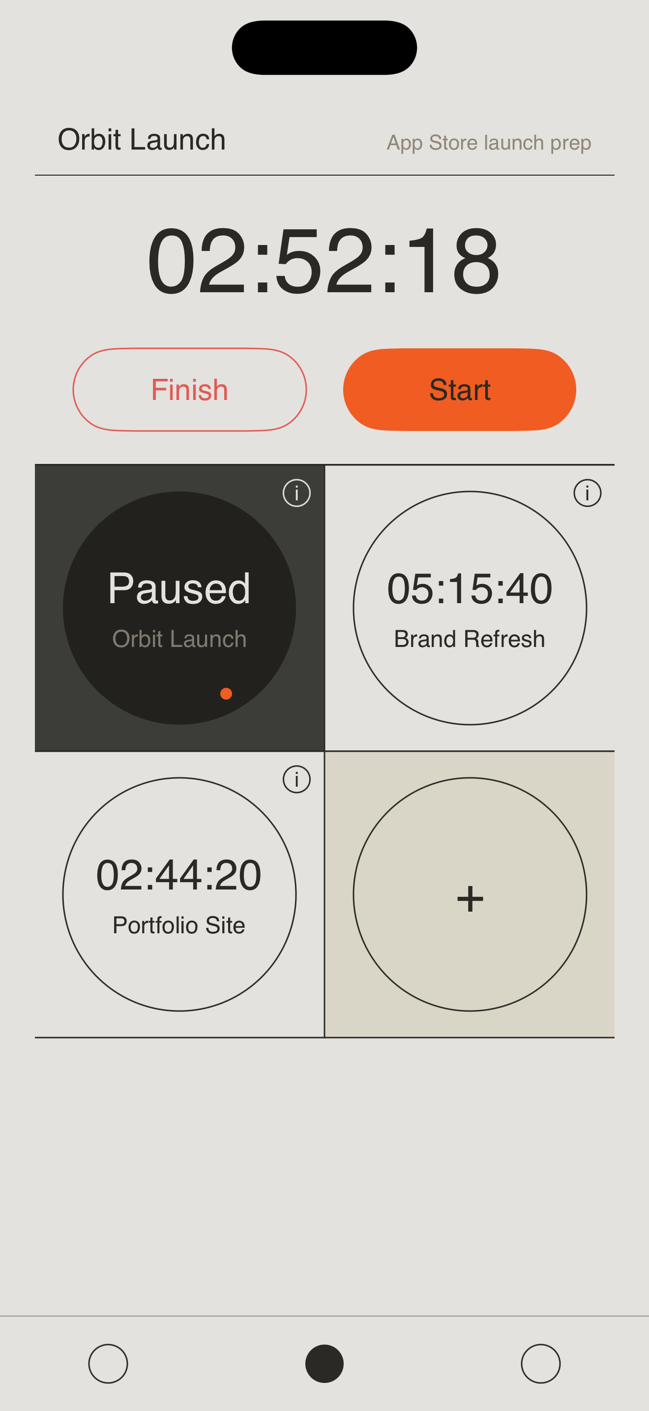 Orbit multi stopwatch screen